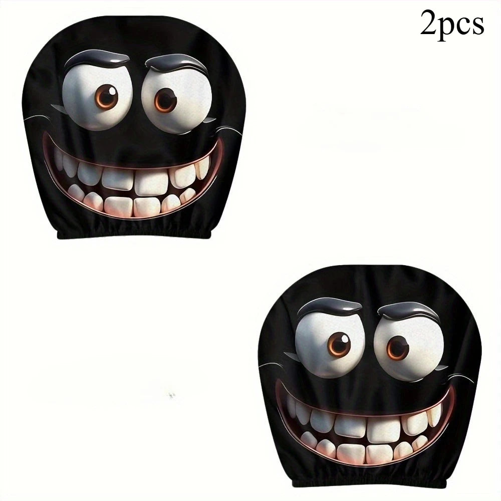 2pcs Smiley Face Printed Car Pillowcases | Soft & Fun Cushions