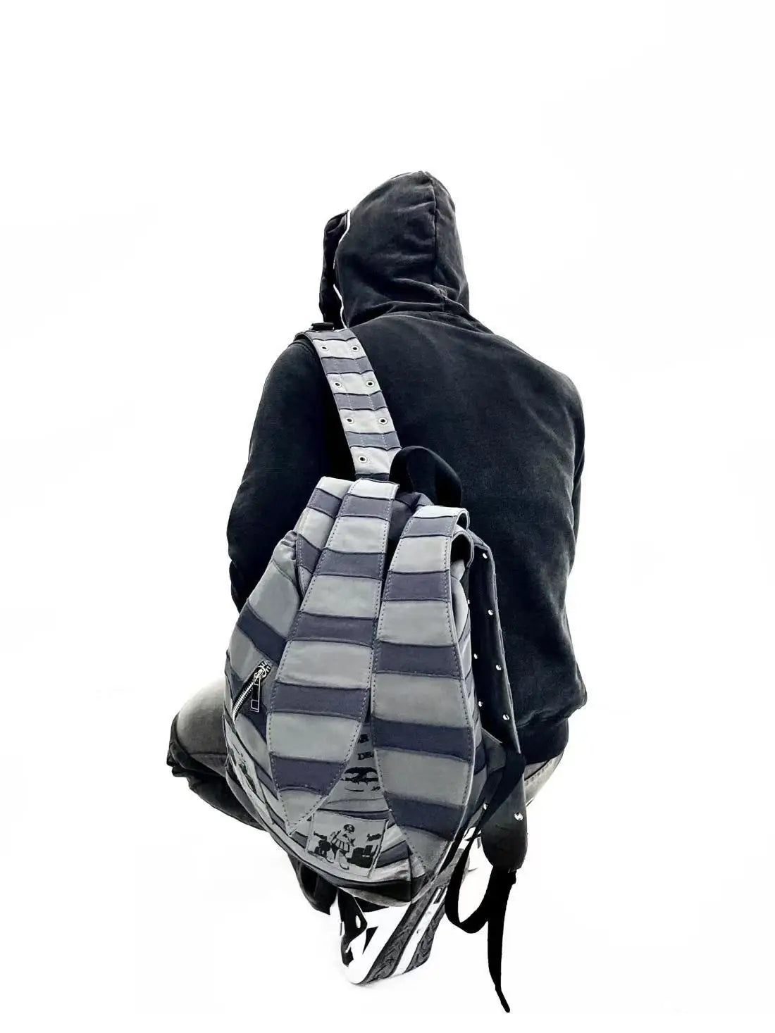 Vintage Striped Rabbit Ear Backpack | Unisex Punk Hip Hop Style
