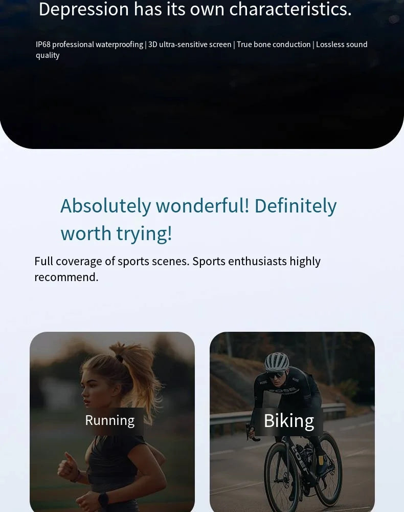 IPX8 Waterproof Bone Conduction Headphones | Open-Ear Bluetooth