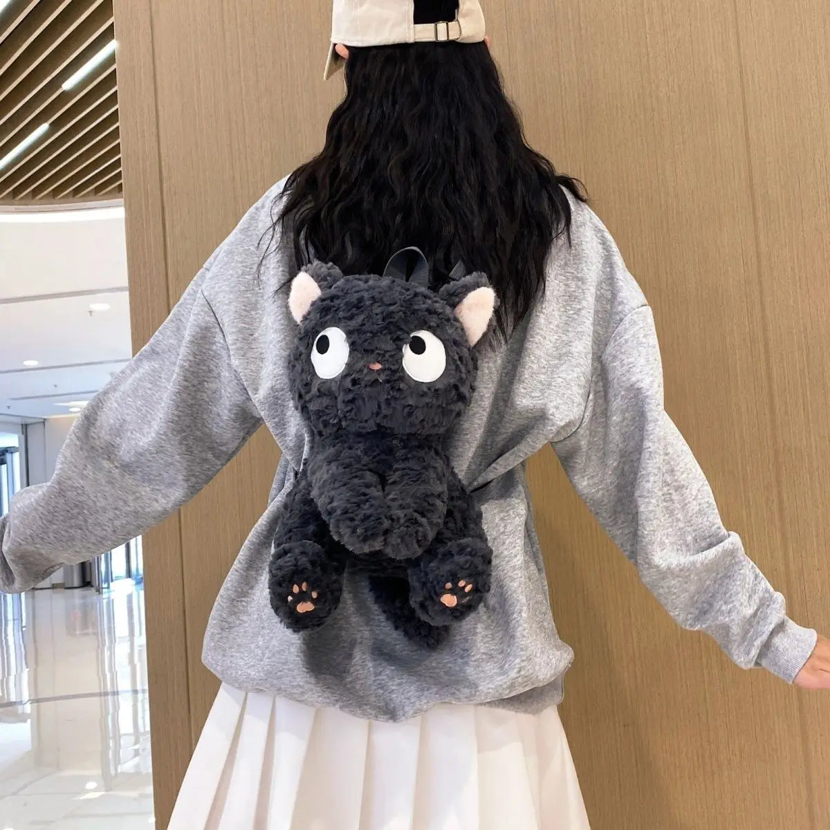 Cute Black Cat Plush Backpack | Adorable Kawaii Knapsack for All