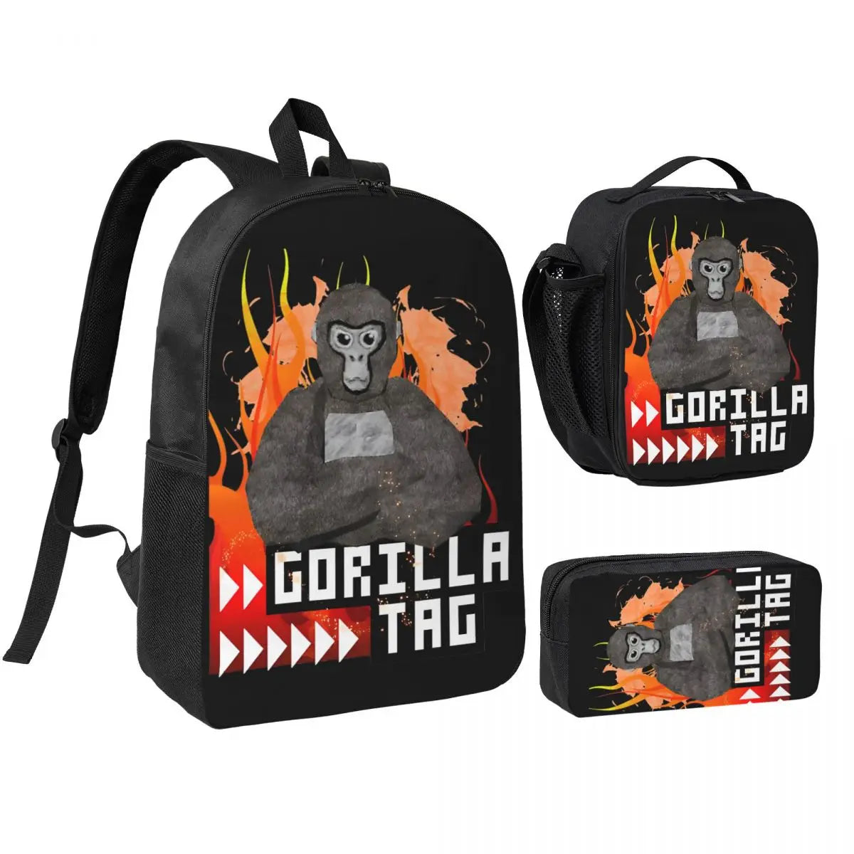 Stylish Black and White Gorilla Backpack Set for Teens | Versatile Bags