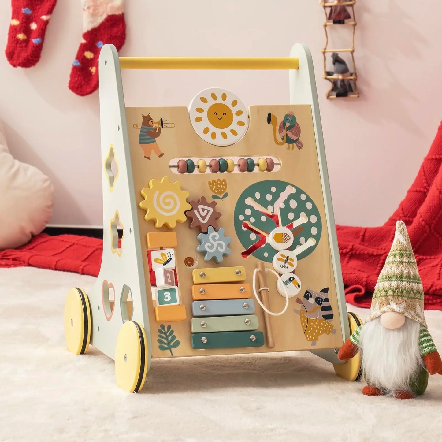 Wooden Baby Walker with Activity Center | Engaging Montessori Toy