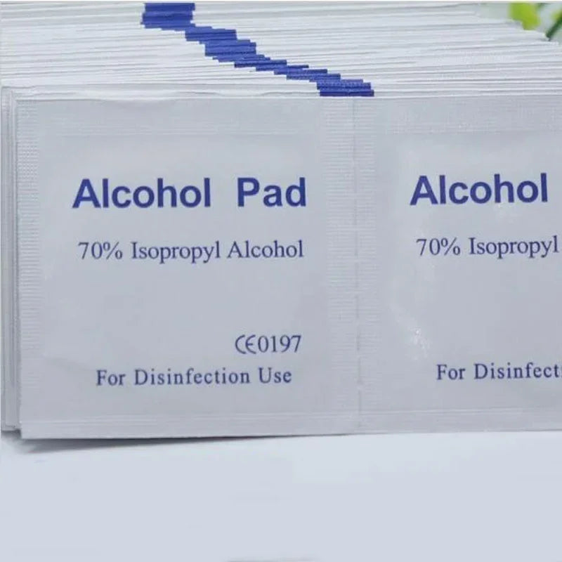 100pcs Portable Alcohol Prep Pads Disinfectant Swabs Wipes Cleaner 70% Alcohol Content Suitable for Mobile Phone Cleaning