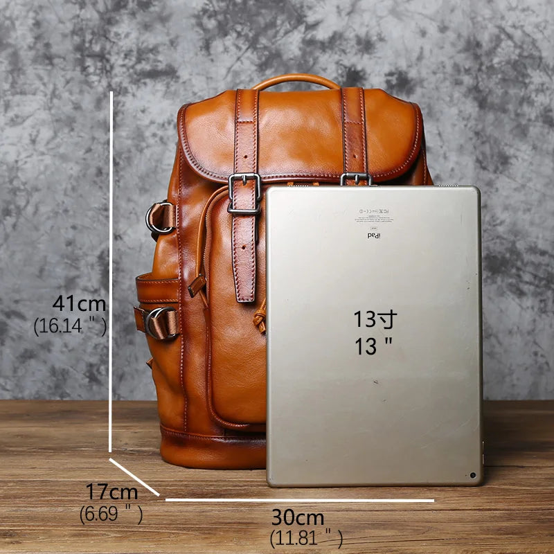 Mochila retro de cuero para hombre | Elegante bolso de viaje y escolar