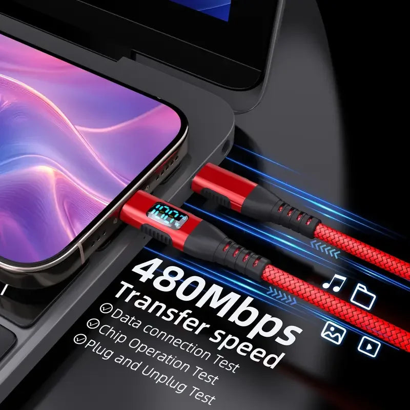100W Type C to Type C Fast Charging Cable | High-Speed Nylon Braided