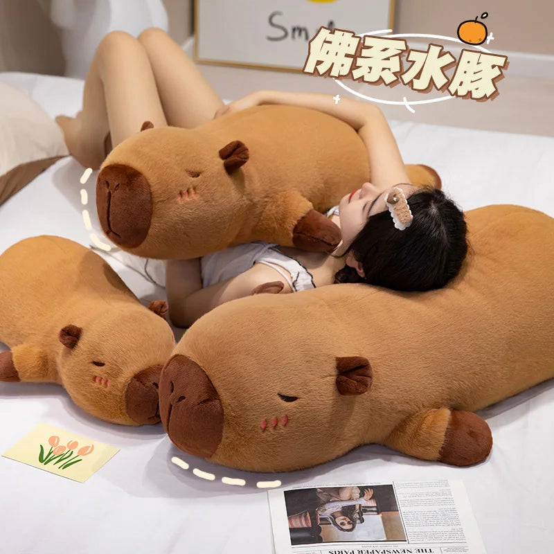 Long Capybara Cartoon Pillow | Comfortable Plush Cushion for Rest