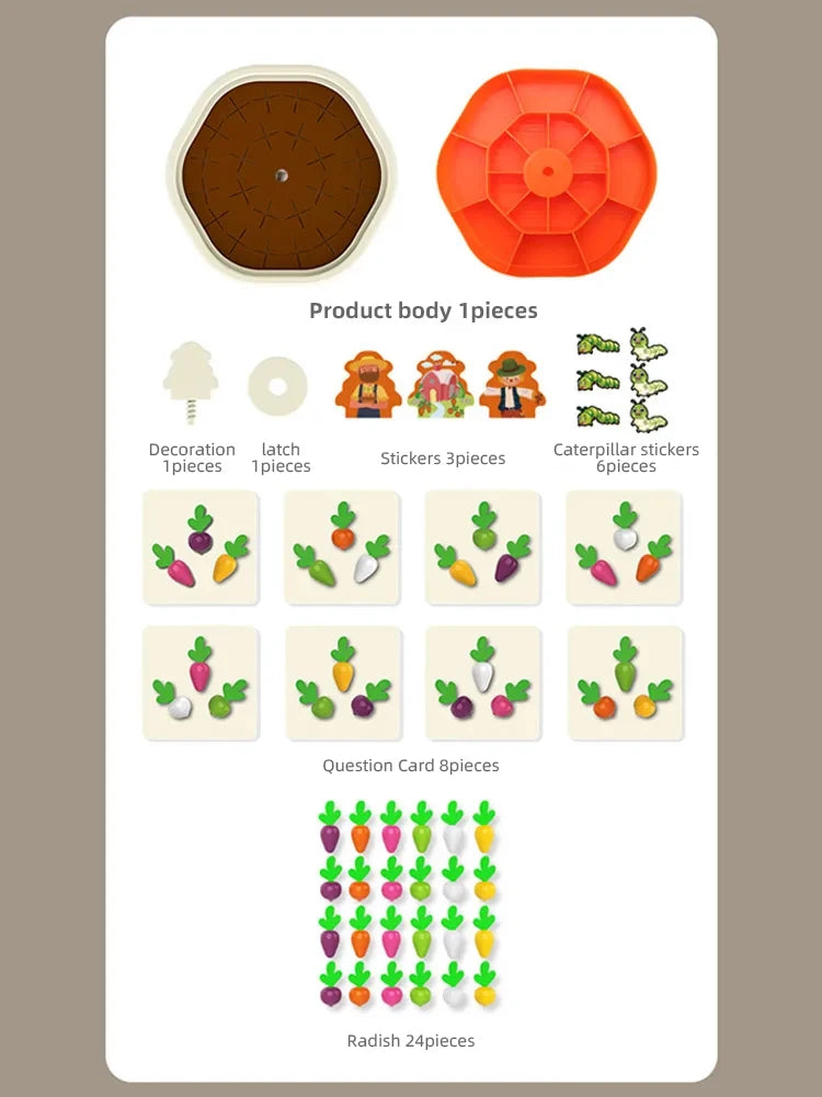 Children's Pull Radish Toy | Engaging Carrot Harvest Learning Game