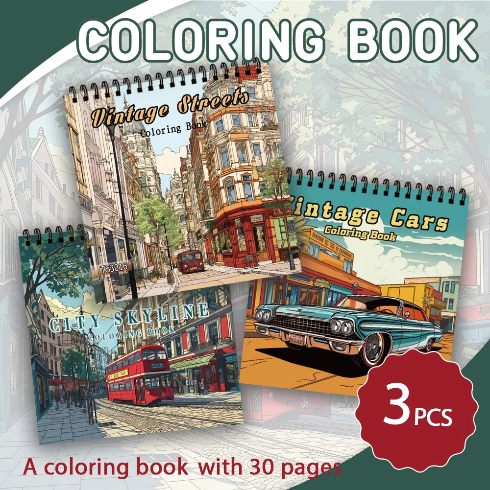 3pcs Illustrative Coloring Book Set | Stress Relief & Creativity