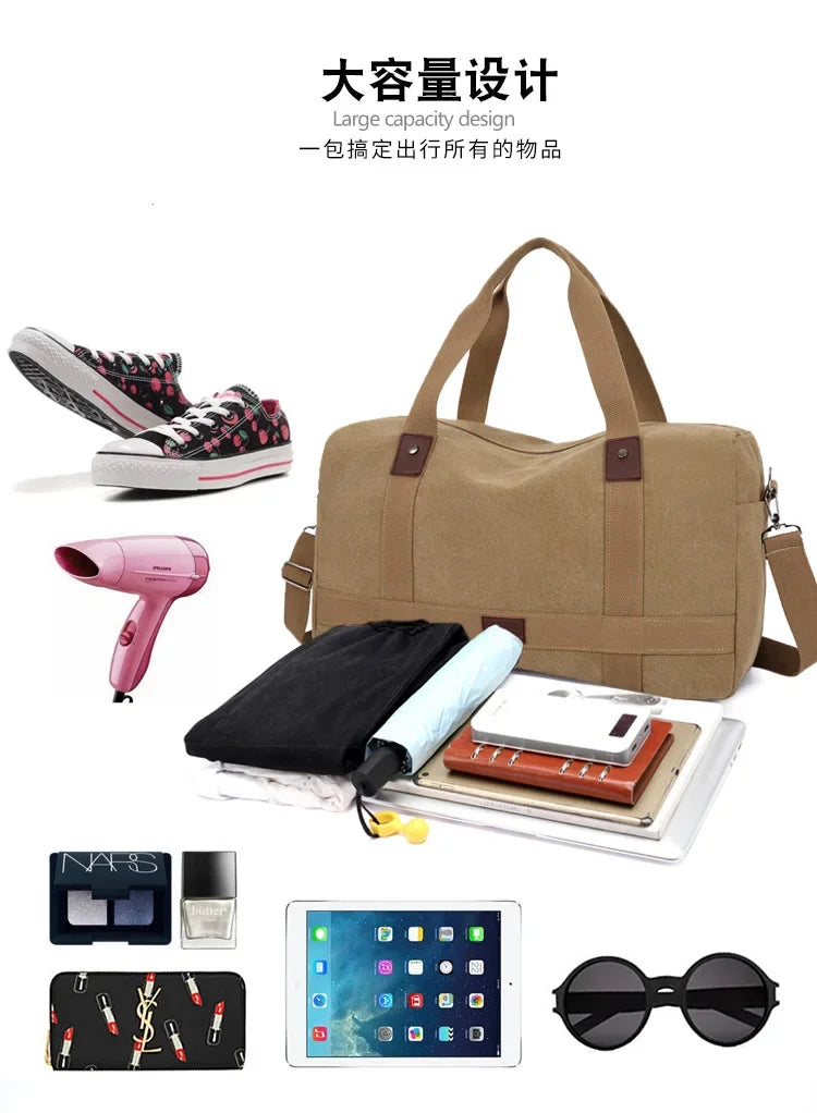 Men's Versatile Canvas Travel Bag | Large Capacity Weekend Duffel