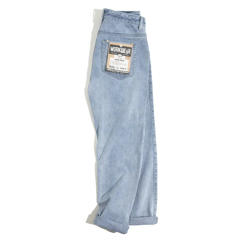 Men's Retro Loose Straight Denim Jeans | Oversized Baggy Trousers
