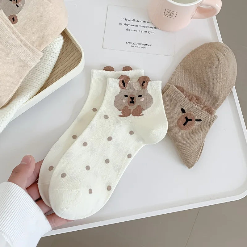 Breathable Cartoon Bear & Capybara Socks | Fun Summer Comfort