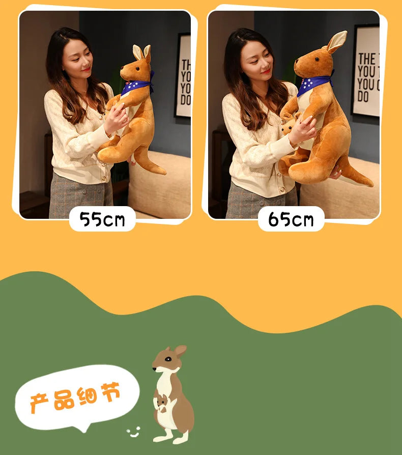 Lifelike Kangaroo Plush Toy | Mum & Baby Simulation Toy