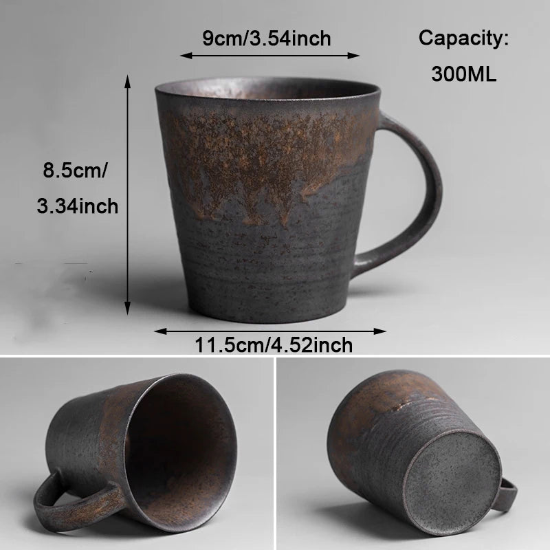 Vintage Ceramic Tea and Coffee Cup with Wooden Handle