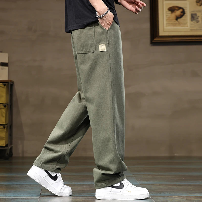 Comfortable Loose Men's Trousers | 100% Cotton Khaki Pants