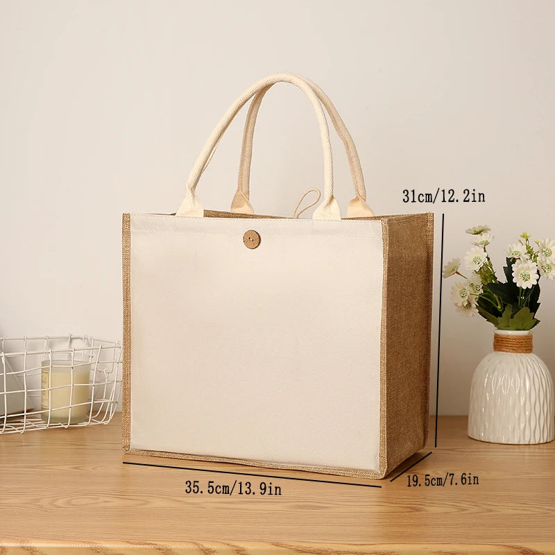 Fashionable Linen Handbag | Versatile Solid Colour Shopping Tote