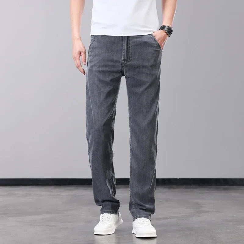 Men's Summer Thin Jeans | Soft Breathable Denim Casual Trousers