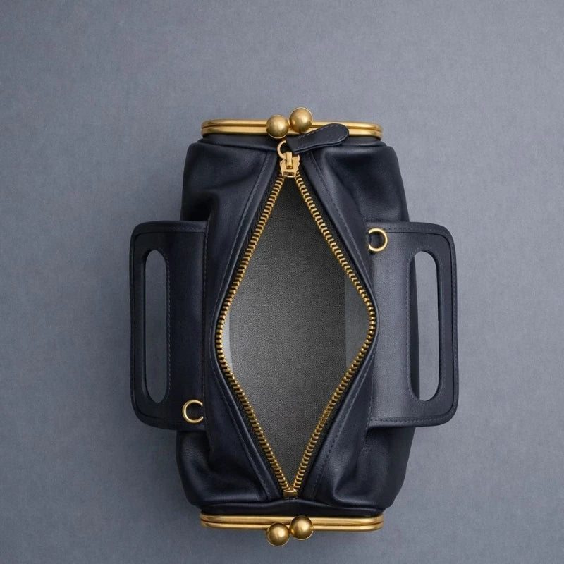 Luxury Retro Clip Handbag | Elegant Large Capacity Crossbody Bag