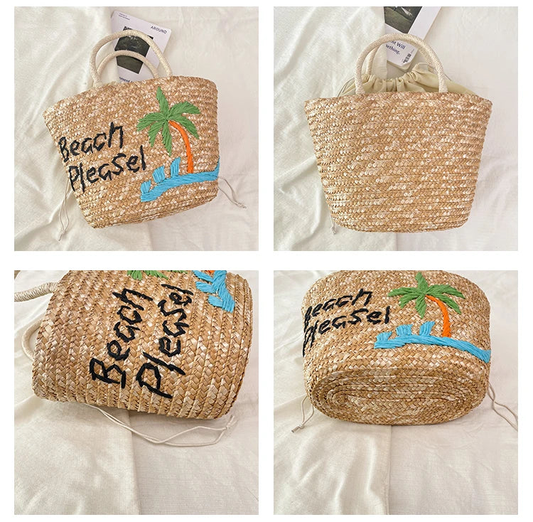 Casual Sweet Tote Bags | Perfect Straw Embroidery Shoulder Bag