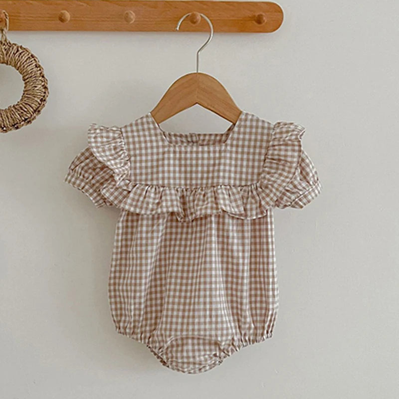 Stylish Summer Grid Jumpsuit for Baby Girls | Adorable & Comfy
