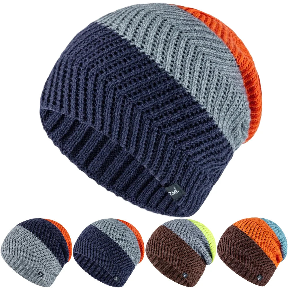 Unisex Colorful Stripes Winter Beanie | Warm Knit Ski Cap
