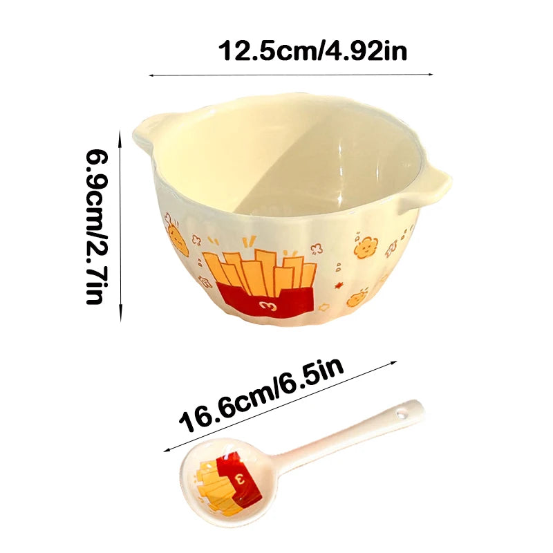 Cute French Fries Ceramic Bowl & Spoon Set | Perfect for Any Meal
