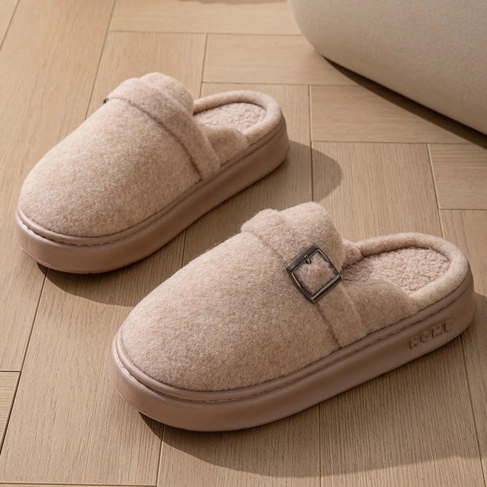 Couples Plush Fleece Slippers | Warm Non-Slip House Shoes