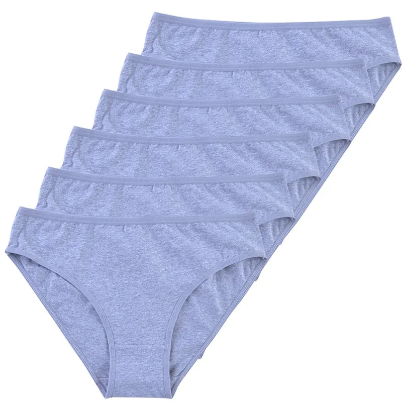 6pcs Women's Soft Cotton Middle-Waisted Briefs | Comfortable Underwear