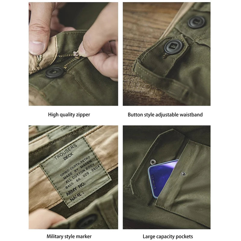 Men's Vintage Cargo Pants | All-Season Cotton Tapered Trousers 2026