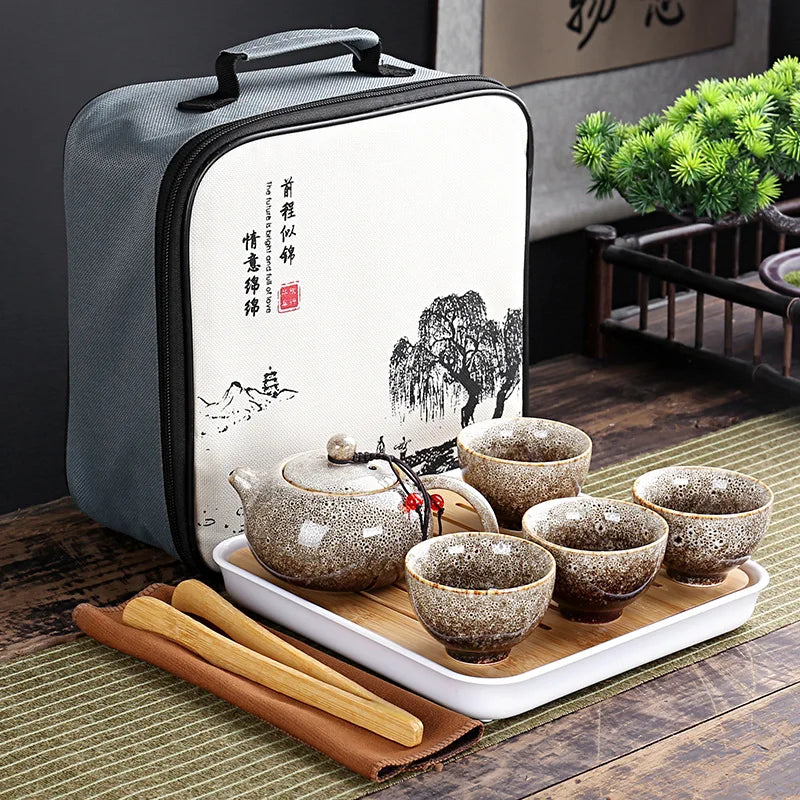 Portable Chinese Kung Fu Tea Set | Travel-Friendly Ceramic Teapot