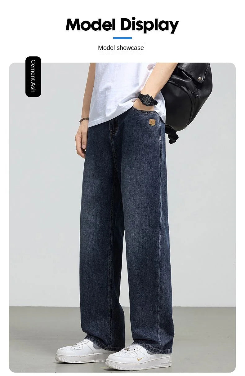 Men's Retro Straight Jeans | Casual Loose Wide Leg Denim Pants