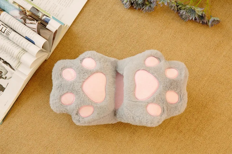 Kawaii Cat Paw Slippers | Fluffy Winter Indoor Footwear