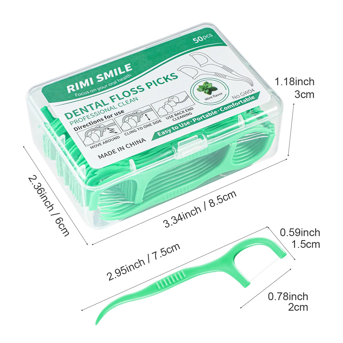 Three-Sided Soft Toothbrush Set with Travel Case & Floss