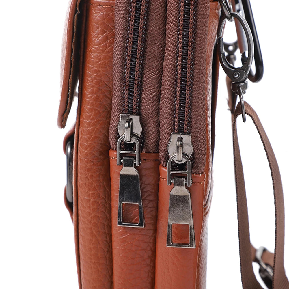 Portable Men Messenger Bags | Stylish Cowhide Leather Waist Pack