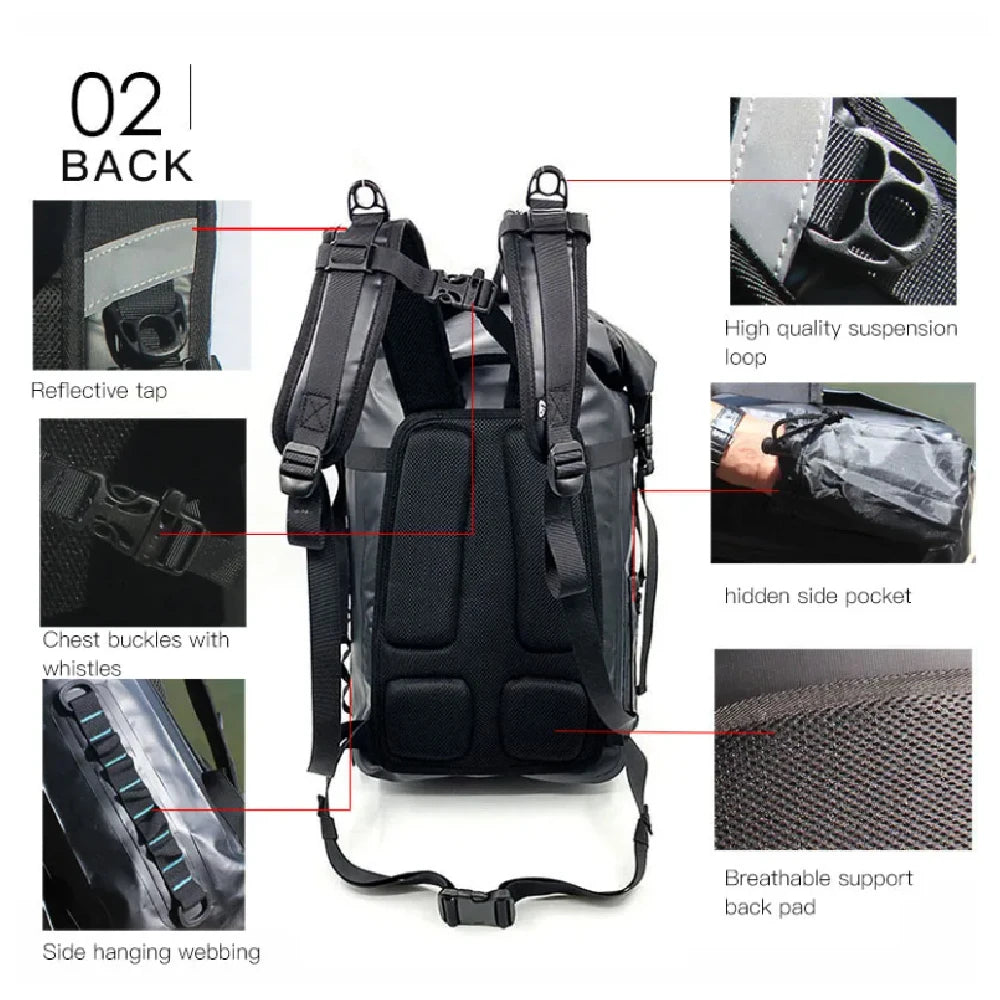 30L Waterproof Dry Backpack for Kayaking, Hiking & Camping