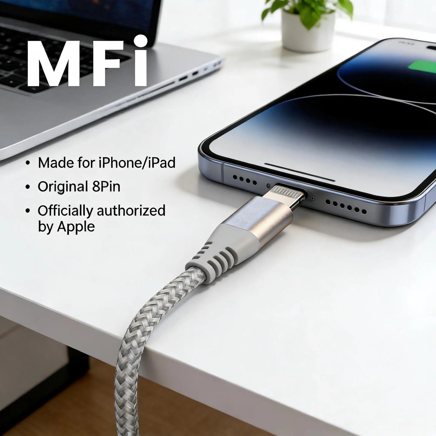 MFI Certified Fast Charging USB-C to Lightning Cable | 20W Nylon Braided
