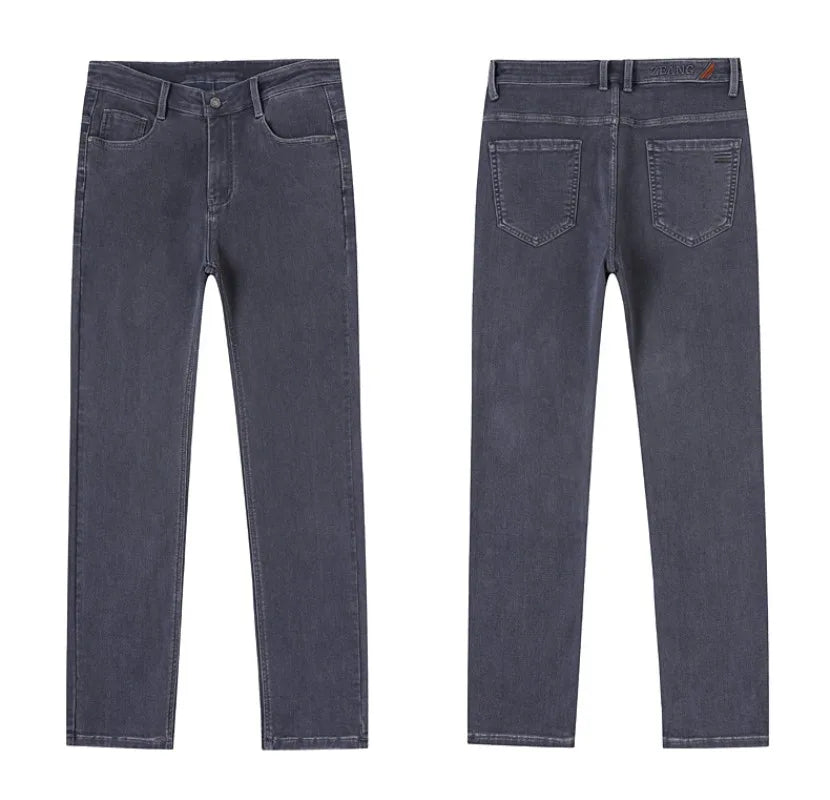 Men's Gray Jeans | Classic Straight Fit Casual Denim Trousers
