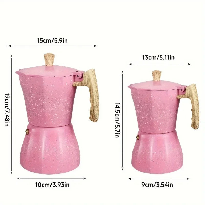 Pink Aluminum Moka Pot | Reusable Mocha Espresso Maker for Home