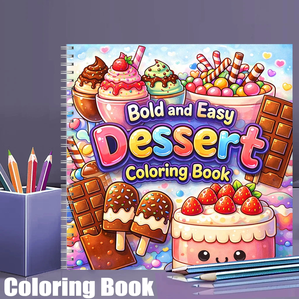 Easy Dessert Coloring Book for Adults | Stress Relief & Fun