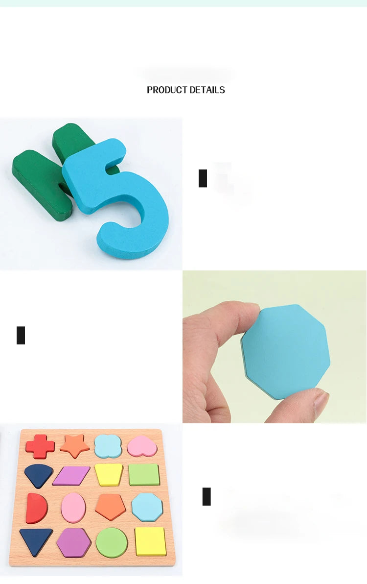 Kids Educational Geometric Shapes & Alphabet Wooden Puzzle