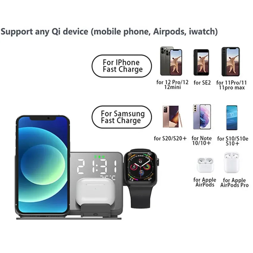 4-in-1 Wireless Charger Stand | Fast 30W Charging Solution