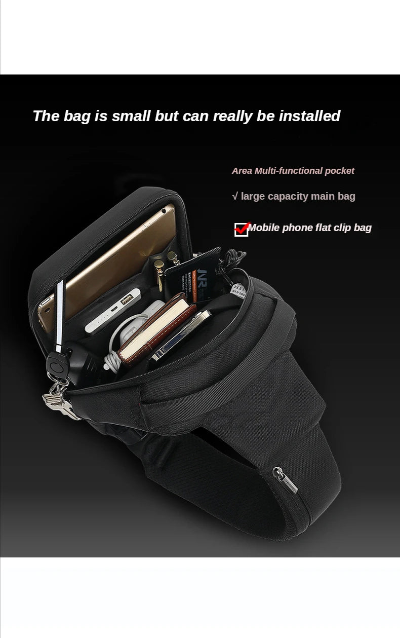Men's Waterproof Chest Bag with USB Port | Stylish & Lightweight