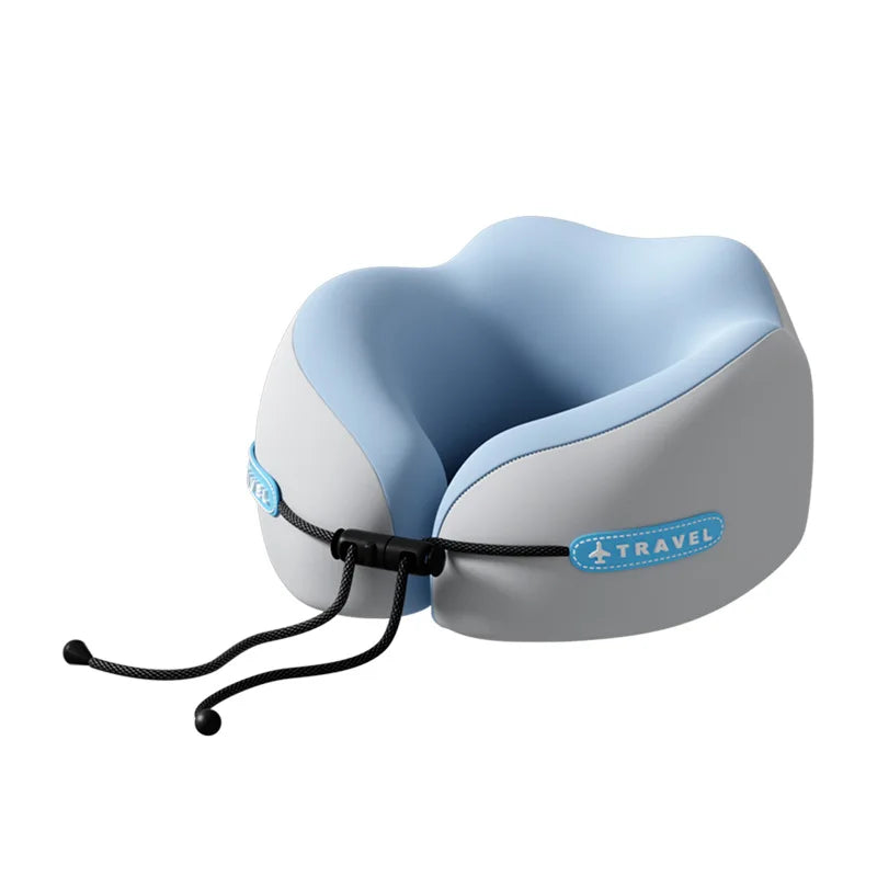 Portable Memory Foam Travel Neck Pillow — U-Shape Comfort Support Cushion for Airplane, Office & Home Rest