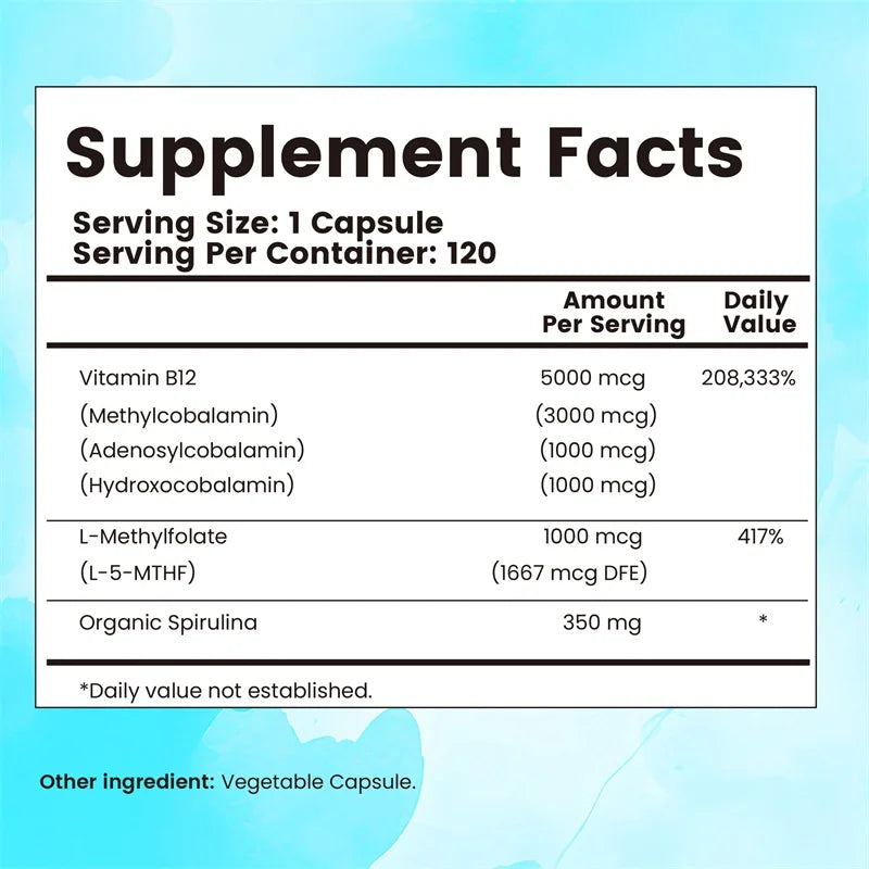 Vitamin B12 Energy Support Capsules | Boost Focus & Mood