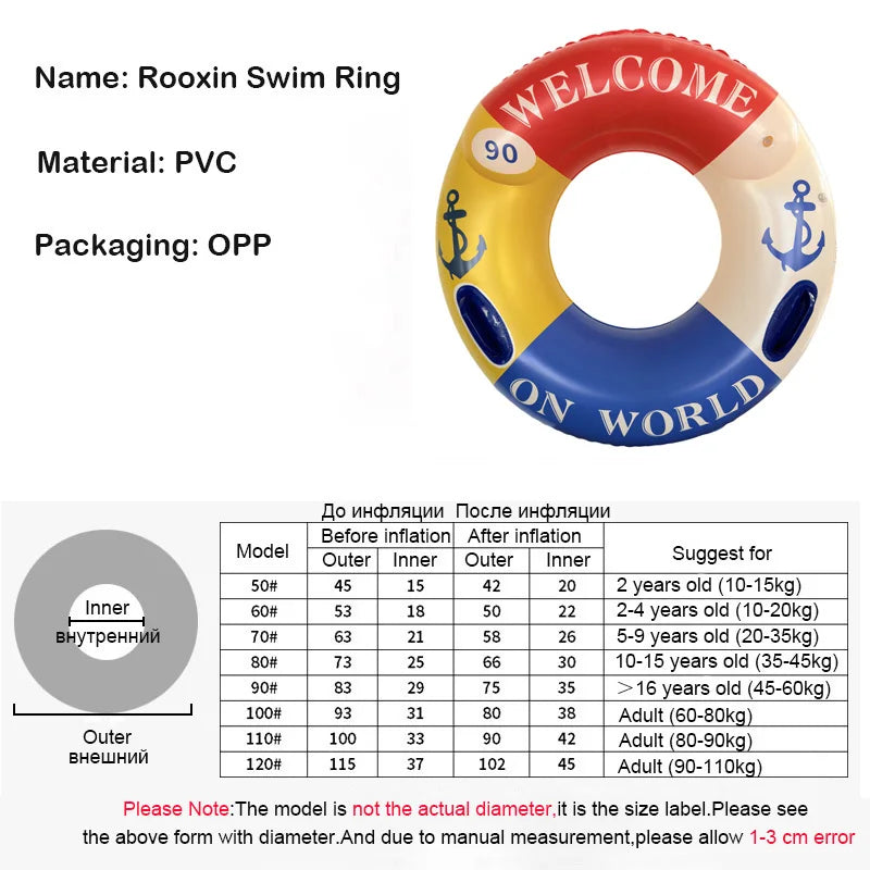 Adult Inflatable Swimming Ring | Summer Pool Float Tube