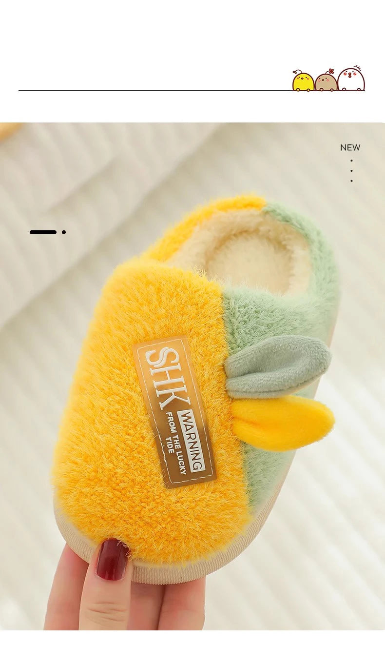 Cute Animal Print Plush Slippers for Kids | Cozy Indoor Shoes