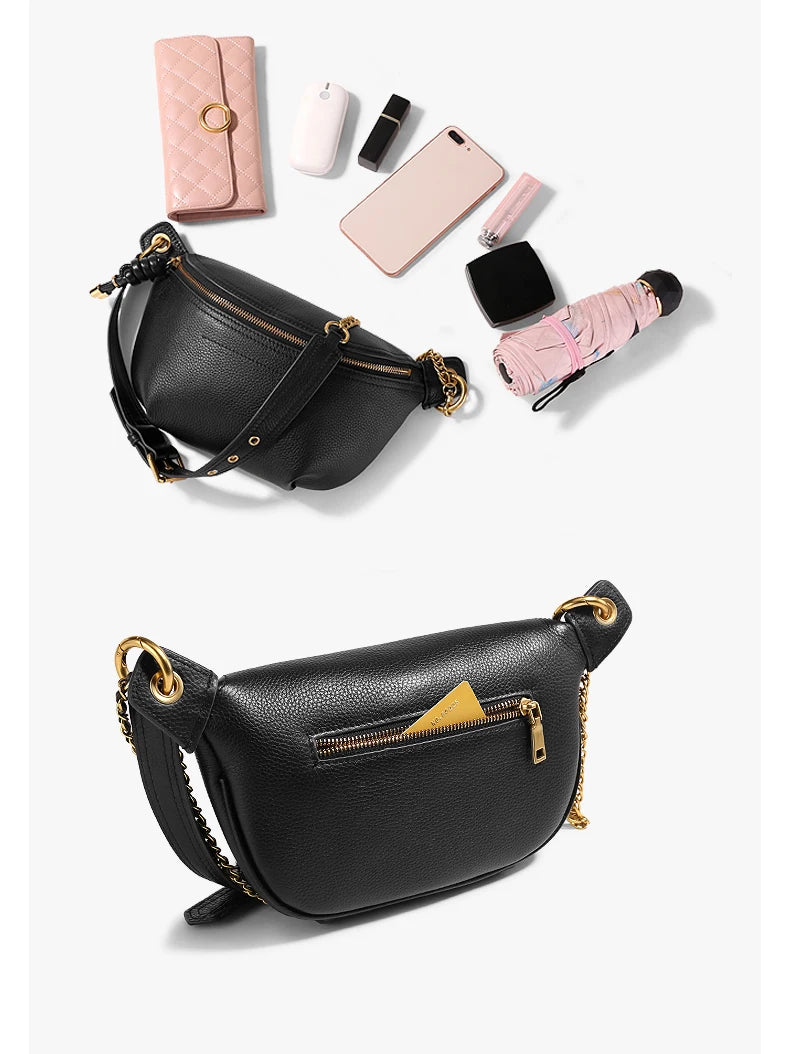 Stylish Women's Genuine Leather Waist Pack | Trendy Belt Bag