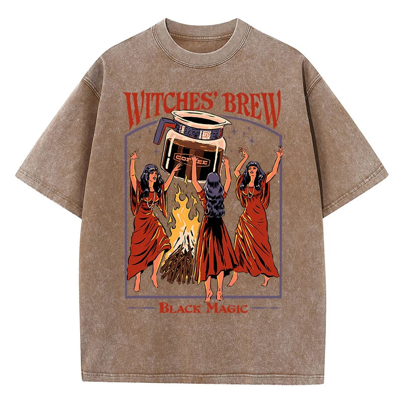 Breathable Cotton Casual Tee | Vintage Black Magic T-Shirt