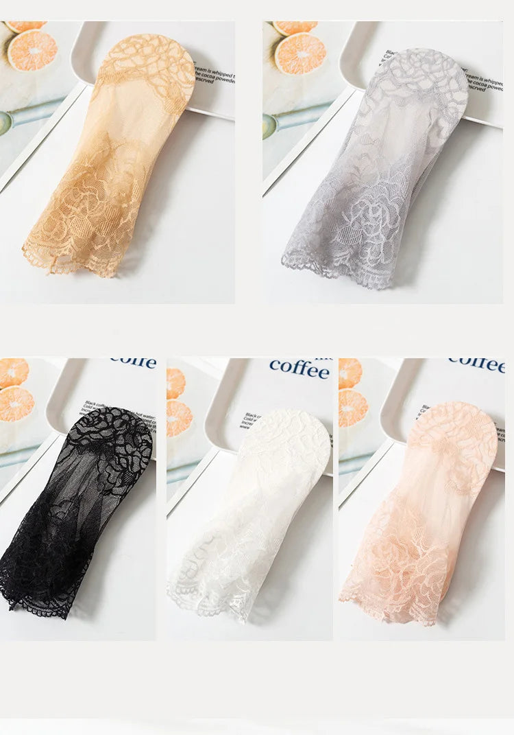 Invisible Lace Socks for Women | Non-Slip Thin Boat Socks
