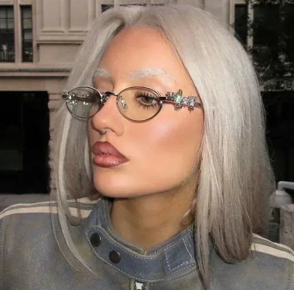 Women's Retro Silver Anti Blue Light Eyewear | Chic Oval Glasses