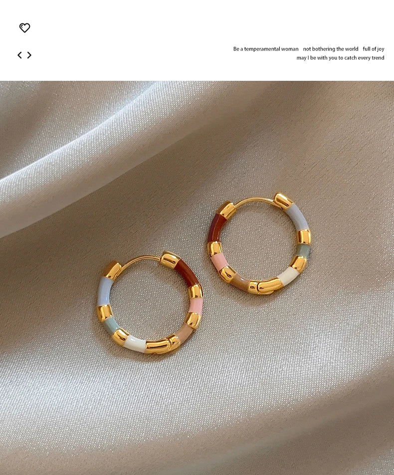 Colorful Enamel Mini Round Earrings | Fashion Jewelry for Women